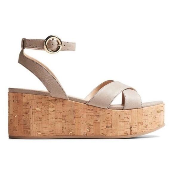 M. Gemi Animato chunky wedge sandal brown leather taupe size 9 summer vacation - Picture 1 of 7